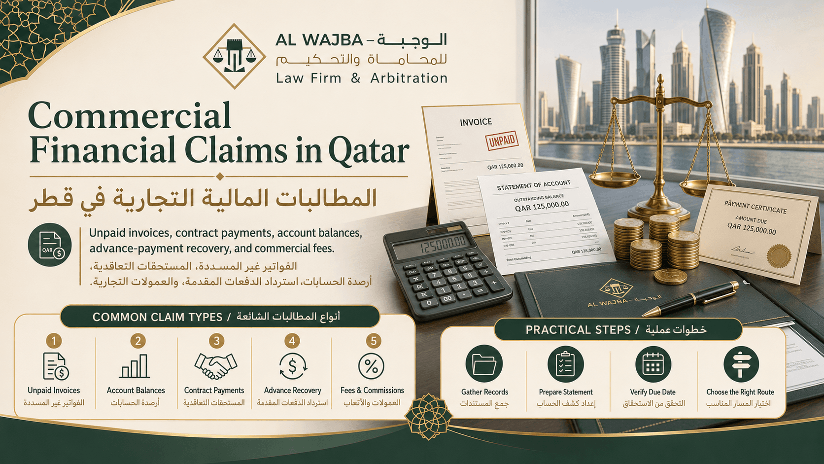 Commercial Financial Claims in Qatar | Invoices and Payment Orders