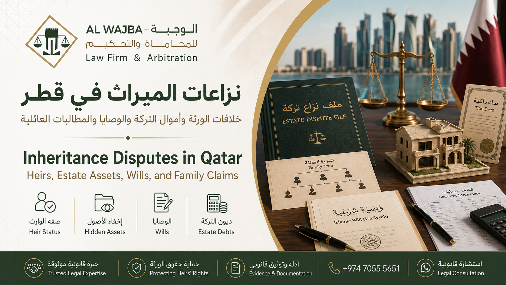 نزاعات الميراث في قطر | الورثة والأصول والوصية والمحكمة